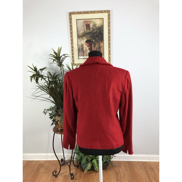 Emma James Women 8 Jacket Split Long Sleeve 3 Open Button Red Office Siren - Picture 4 of 9